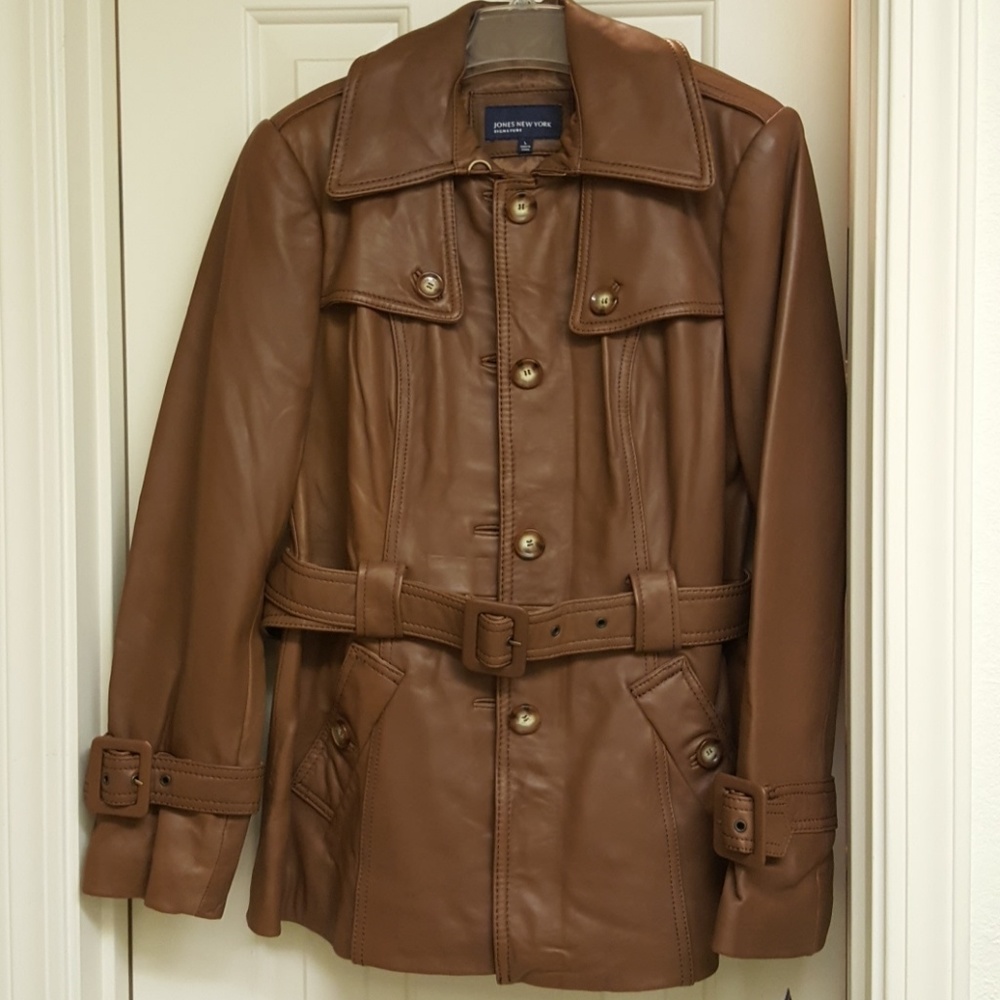 Brown Jones New York genuine leather jacket - Picture 1 of 8